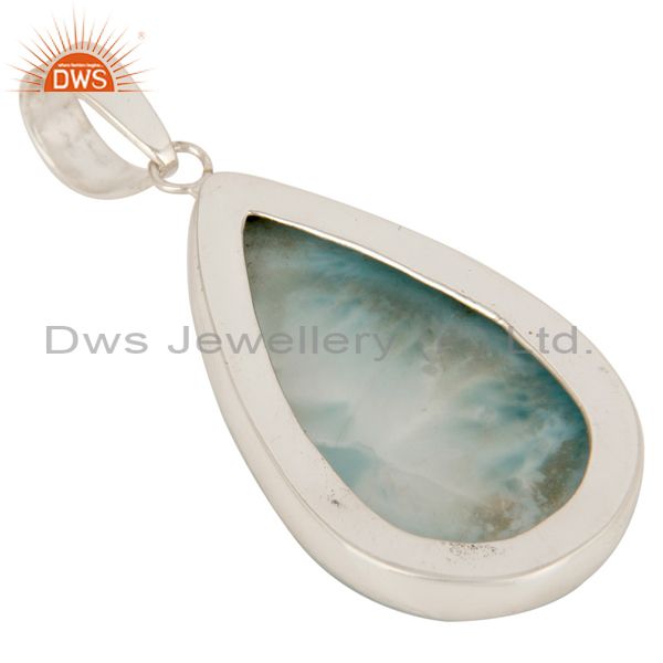 Suppliers Natural Larimar Gemstone 925 Sterling Silver Bezel Set Drop Pendant Jewelry
