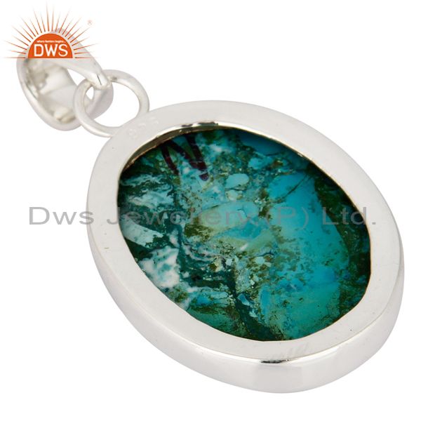 Suppliers Solid Sterling Silver Genuine Turquoise Semi-Precious Stone Bezel-Set Pendant
