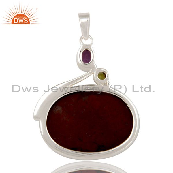 Suppliers Blood Stone, Amethyst and Peridot Solid Sterling Silver Handmade Pendant