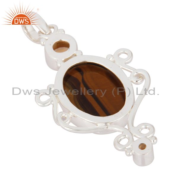 Suppliers Natural Citrine And Tiger Eye Gemstone Designer Pendant Made In 925 Solid Silver