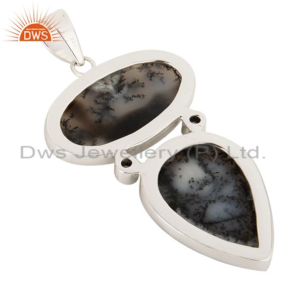 Suppliers Handmade Dendritic Opal And Blue Topaz Pendant Made In Solid Sterling Silver