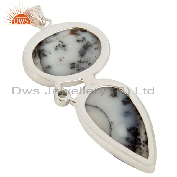 Suppliers Handmade Dendritic Opal And Blue Topaz Gemstone Solid Sterling Silver Pendant