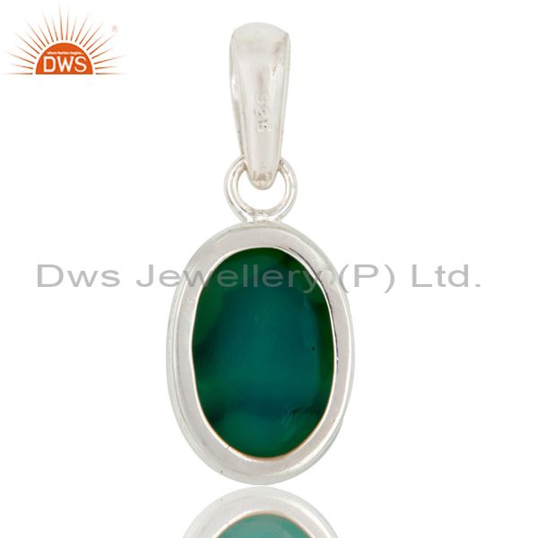 Suppliers Genuine 925 Sterling Silver Natural Green Druzy Agate Bezel Setting Pendant