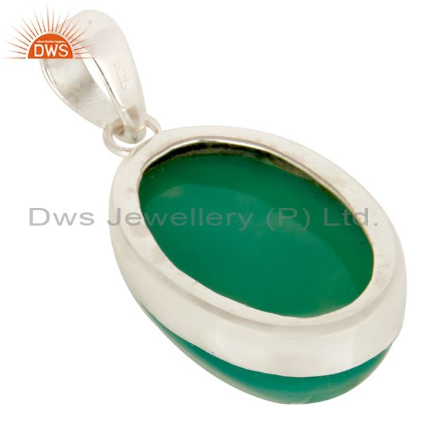 Suppliers Handcrafted Solid Sterling Silver Green Druzy Agate Bezel Set Pendant