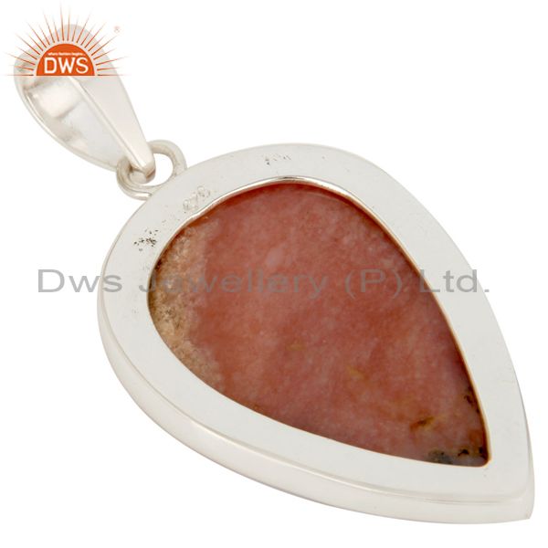 Suppliers 925 Solid Sterling Silver Natural Pink Opal Gemstone Bezel Set Pendant Jewelry