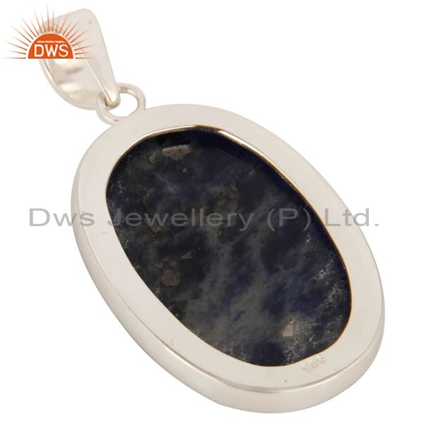 Suppliers Natural Sodalite Gemstone Handmade Solid Sterling Silver Pendant