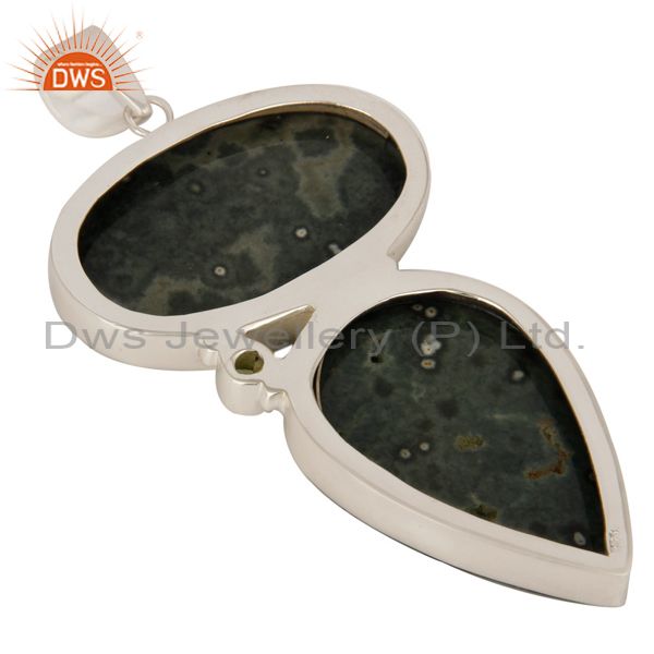 Suppliers Natural Ocean Jasper And Peridot Gemstone Solid Sterling Silver Pendant