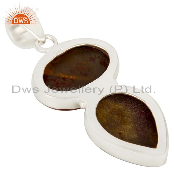 Suppliers Natural Mookaite Solid Sterling Silver Double Gemstone Bezel Set Pendant