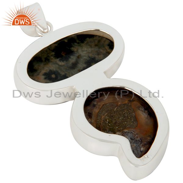 Suppliers Handmade Sterling Silver Ammonite And Ocean Jasper Bezel Set Pendant