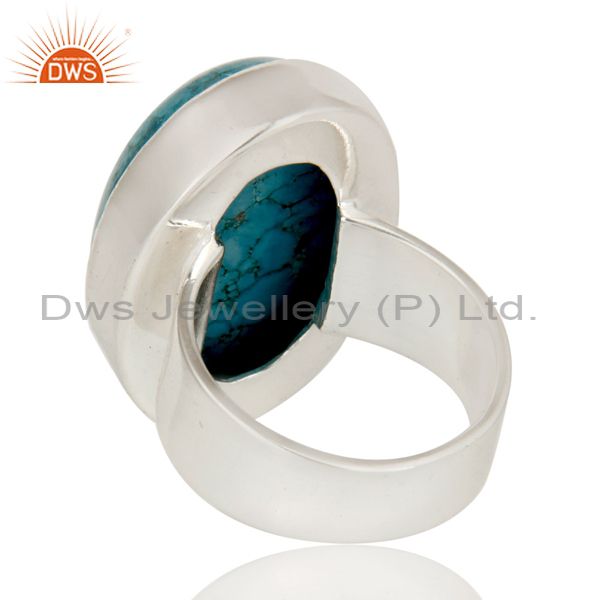 Suppliers Natural Turquoise Gemstone Bezel Set Statement Ring Made In 925 Sterling Silver