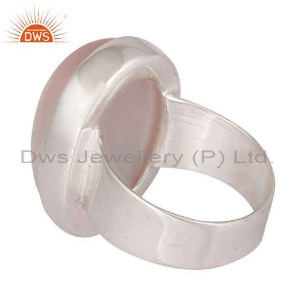 Suppliers Handmade 925 Sterling Silver Bezel Set Rose Quartz Gemstone Ring