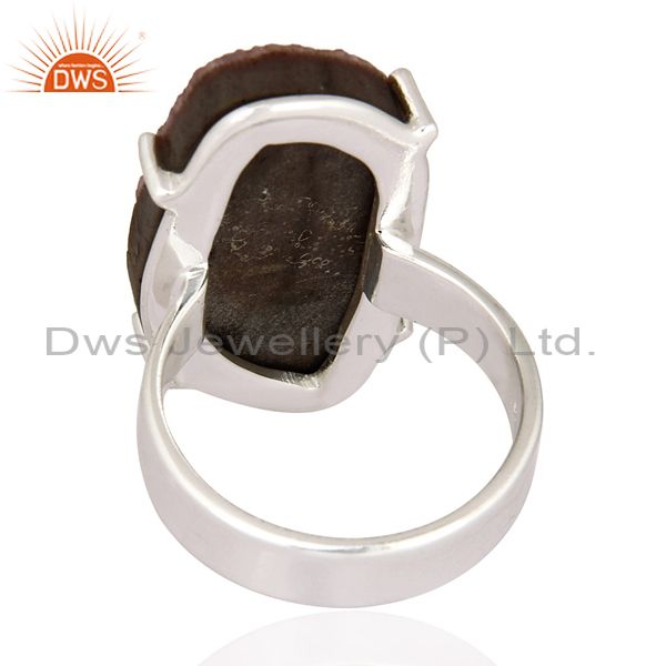 Suppliers Handmade 925 Sterling Silver Prong Set Cobalto Calcite Druzy Ring Size 8 US