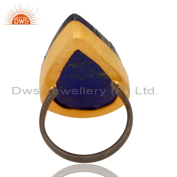 18k gold plated & black oxidized 925 sterling silver natural lapis lazuli ring