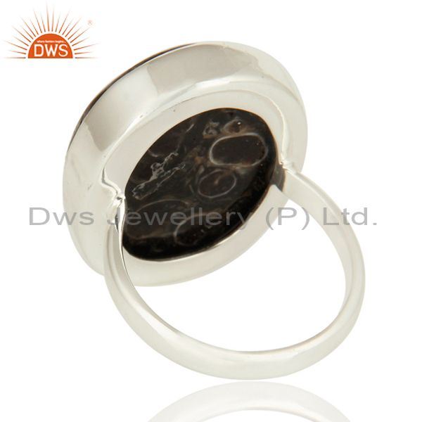 Suppliers Handmade Genuine Sterling Silver Natural Turritella Agate Statement Ring