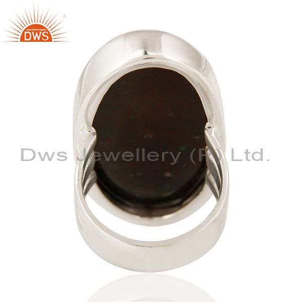 Suppliers Natural Bloodstone Cabochon Gemstone Ring In Solid Sterling Silver