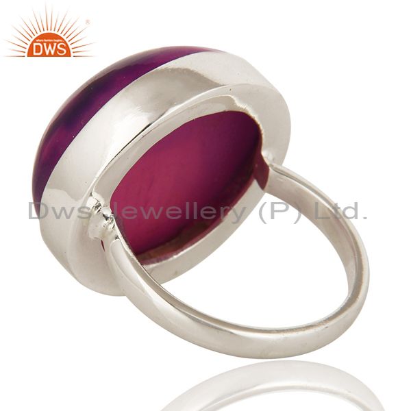 Suppliers Purple Druzy Agate Gemstone Bezel Set Stacking Ring in Solid Sterling Silver