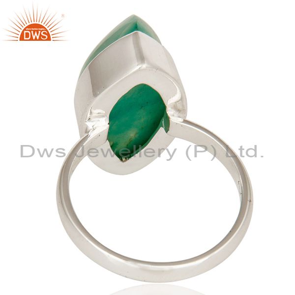 Suppliers Natural Titanium Green Marquise Drusy Quartz 925 Sterling Silver Ring