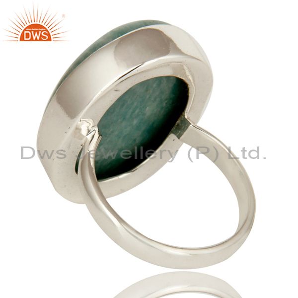 Suppliers Natural Amazonite Gemstone Sterling Silver Bezel Set Statement Ring
