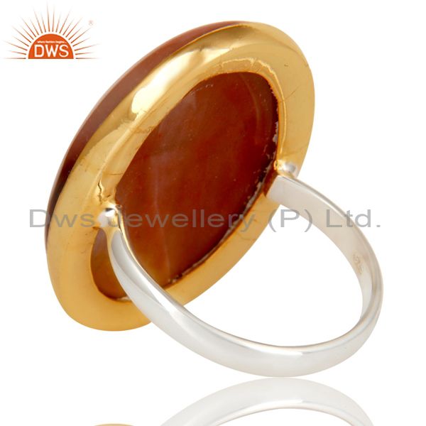 18k gold sterling silver plated mookaite gemstone bezel setting statement ring