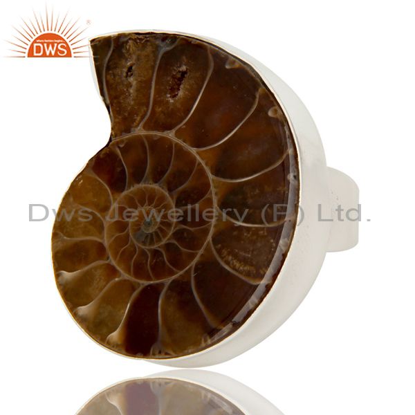 Suppliers Lovely Simple Design Ammonite Statement Ring with 925 Sterling Silver