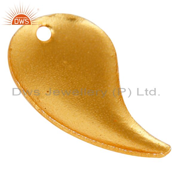 Suppliers 18K Yellow Gold Plated Brass Brushed Finish Teardrop Charms Finding Jewelry