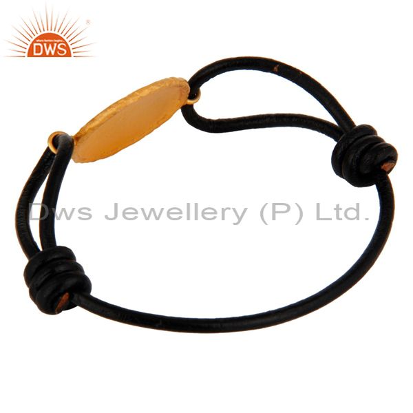 Suppliers Handmade 18K Yellow Gold Plated Circle Charm Designer Macrame Bracelet