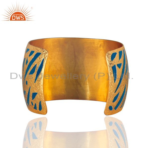 Suppliers Designer Inspired Enamel Hand-Painted Cuff Bangle in 24k Gold Plated Jewellery