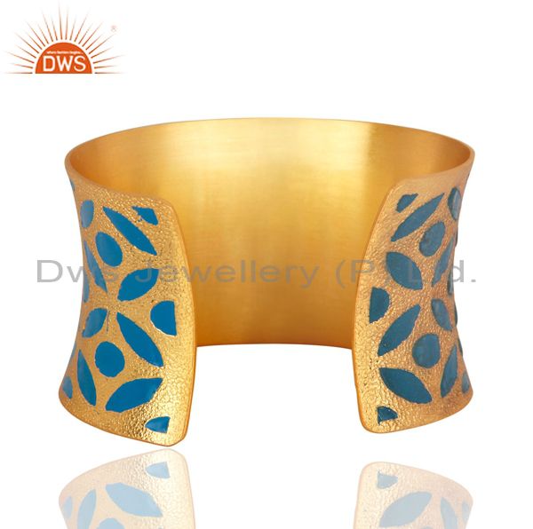 Suppliers Shiny 18-Karat Yellow Gold Plated Bridal Women Designer Bracelet Cuff Bangle