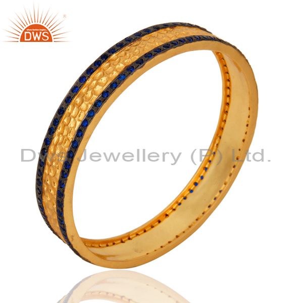 Wholesalers of Handmade 18k gold plated sapphire color cubic zirconia bangle