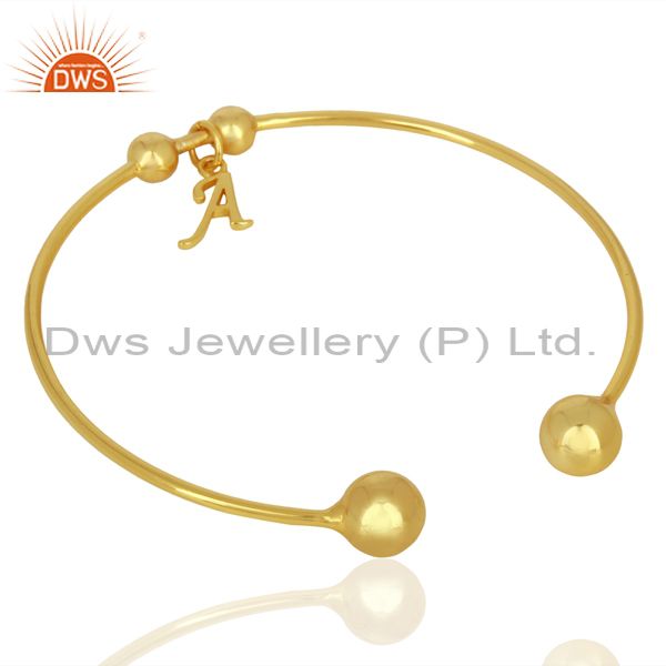 Designer of Gold plated a initial openable adjustable wholesale fashion cuff jewelry