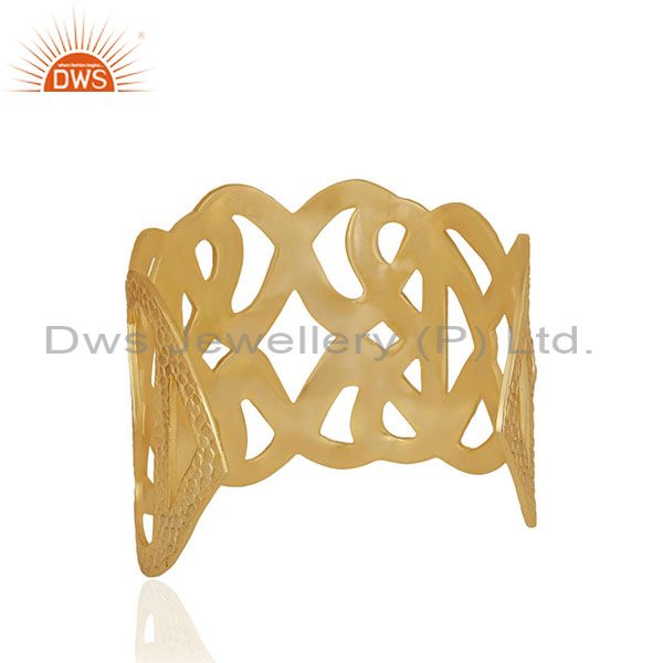 Suppliers Handcrafted Brass 18k Gold Plated Fashion Cuff Bracelet Manufacturer