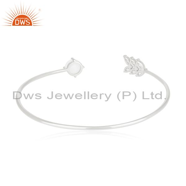 Suppliers Fine Silver Plated Zircon and Moonstone Brass Cuff Bracelet Manufacturer India