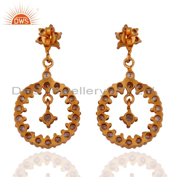Suppliers Gold Plated Stunning White Cubic Zirconia Fashion Dangle Earrings