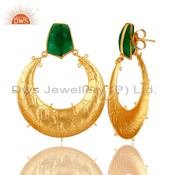 Suppliers Handmade Green Aventurine Gemstone Designer Finding Made In 18K Gold Over Brass