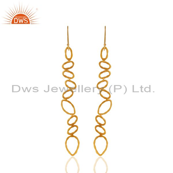 Suppliers Handmade Brass Gold Plated Fashion Dangle Earrings Manufacturer