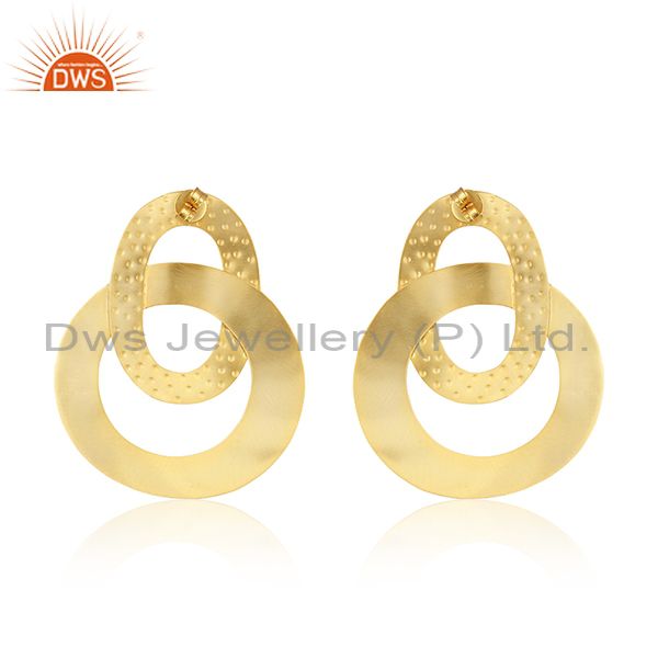 Suppliers Circle Design Gold Plated Brass Fashion Simple Earrings Manufacturer