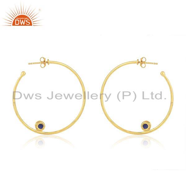 Suppliers Lapis Handmade Gold Plated Silver Hoop Earring Jewelry
