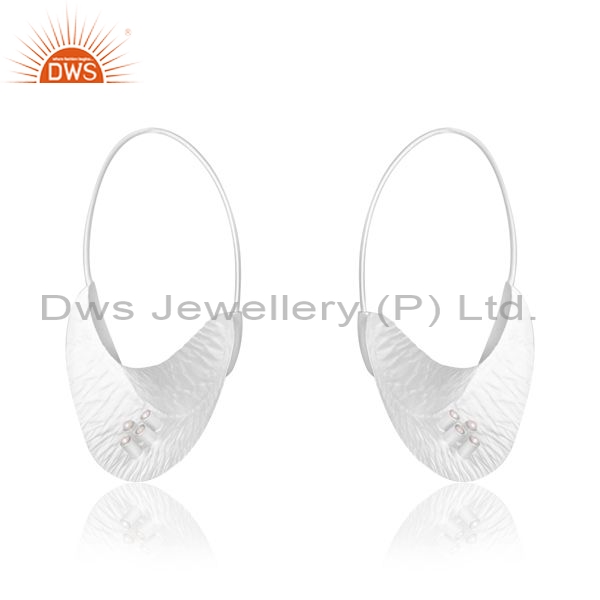 Sterling Silver White Earrings With Pearl Round Cut