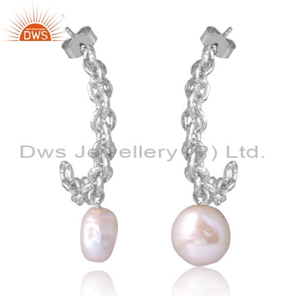 Sterling Silver White Drops With Pearl Beads Unshaped