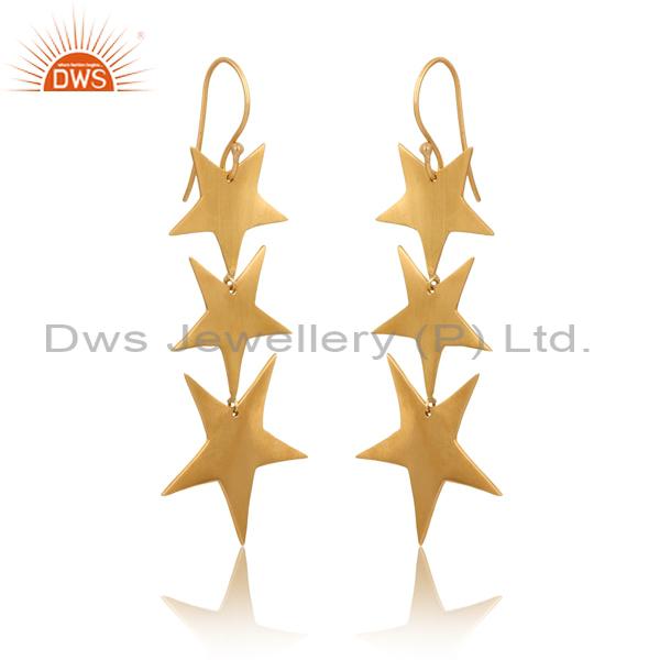 Exquisite Anti Tarnish Triple Star Brass Earrings