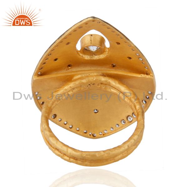 Suppliers Impressive Leaf Design Cubic Zircon 18k Gold GP Knuckle Ring Bridal Party Jewelr