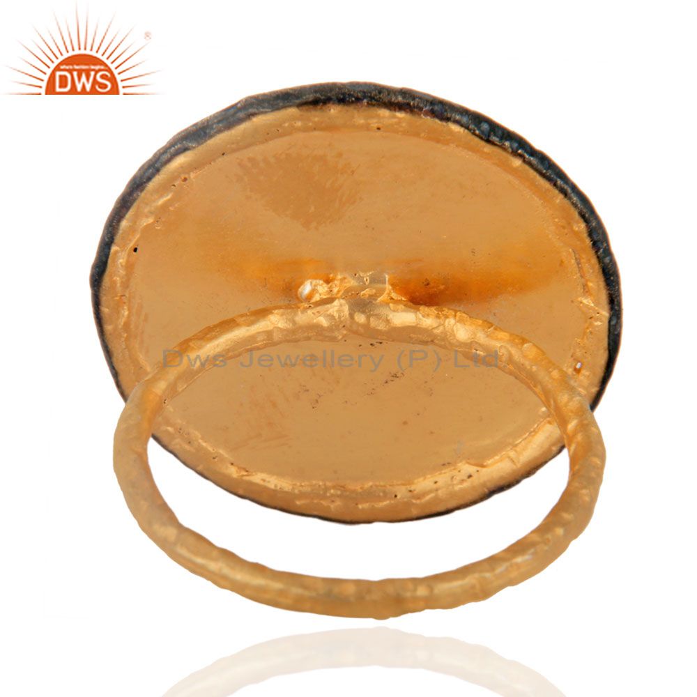 Suppliers Unique Handmade English Vintage Symbol 24K Yellow Gold Overlay Round Circle Ring