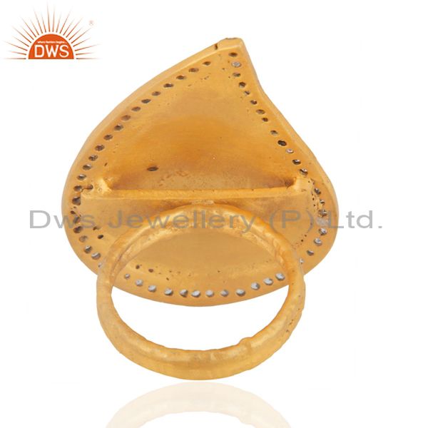 Suppliers 18K Gold Plated Classic Leaf Designer Pave Fake Diamond Fashion Long Finger Ring
