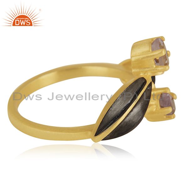 Suppliers Indian Handmade 18k Yellow Gold Plated Over Brass Natural Gemstone Amethyst Ring
