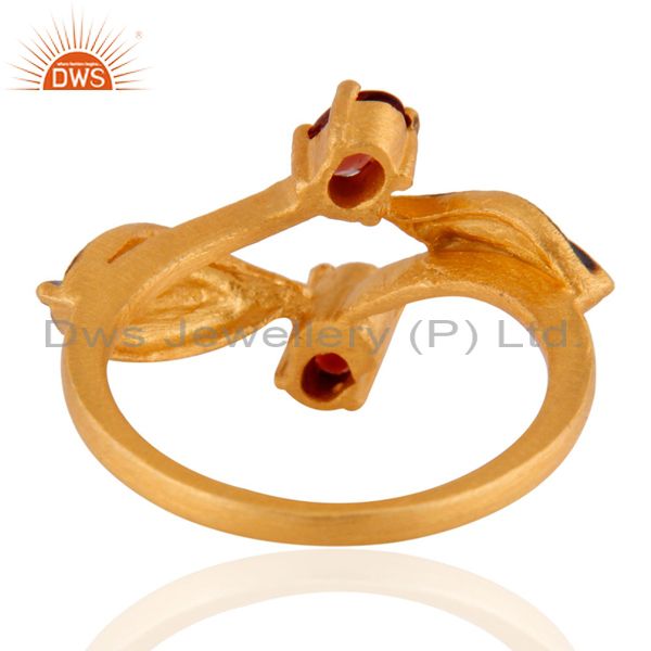 Suppliers Natural Garnet Gemstone 18K Yellow Gold Over Brass Fashion Ring Jewelry