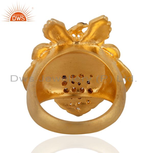 Suppliers Women Party Jewelry Pave Set Round Cubic Zircon Yellow Gold Plated UK Sign Ring