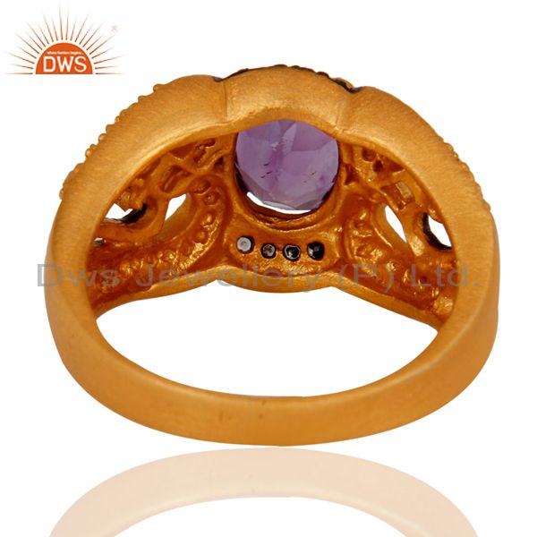 Suppliers Handmade Natural Amethyst Gemstone 18k Yellow Gold Plated Ladies Fashion Ring