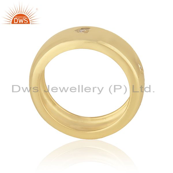 Suppliers 14K Yellow Gold Plated Brass Cubic Zirconia Engagement Wedding Band Ring