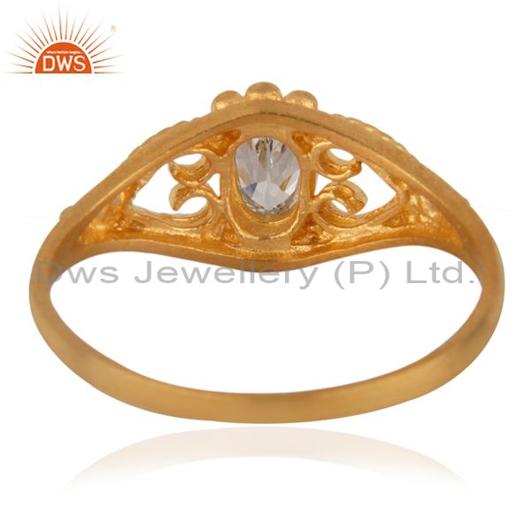 Suppliers 18K Gold Plated Fashion Jewelry Handmade White Zircon Engagement Unique Ring