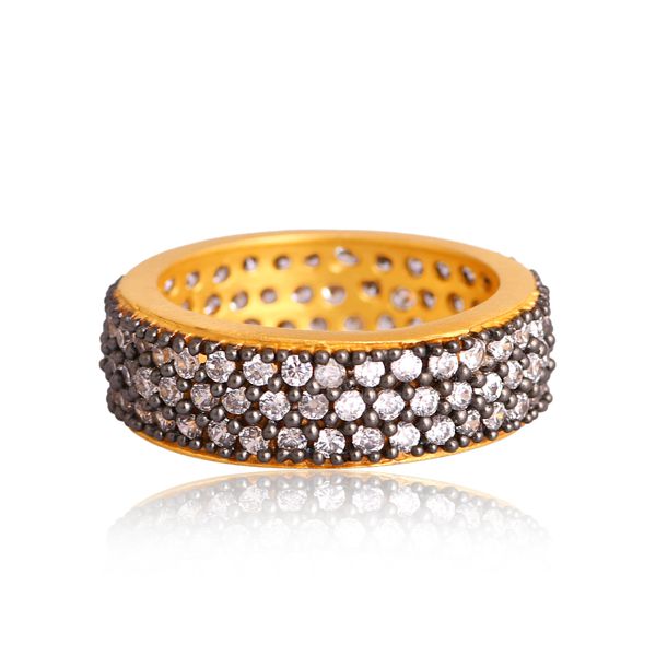 CZ Gemstone Statement 14K Yellow Gold Plated Brass Ring Jewelry